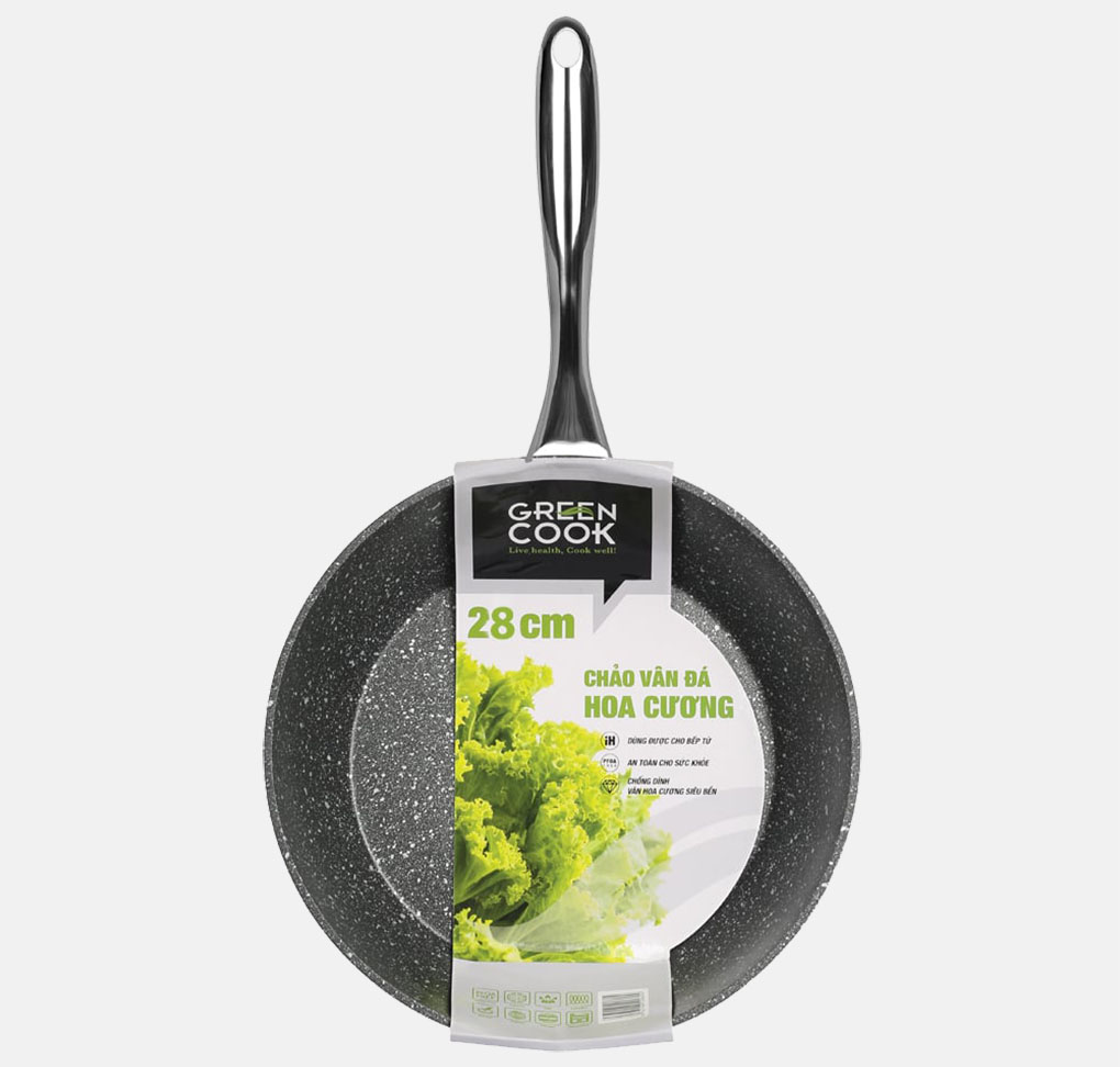 Thân chảo vân đá Greencook 28cm GCP08-28IH bằng hợp kim nhôm