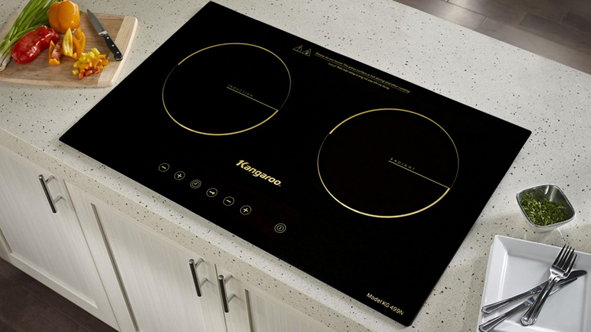 Bếp hồng ngoại - điện từ đôi Kangaroo KG499N có thiết kế hiện đại 