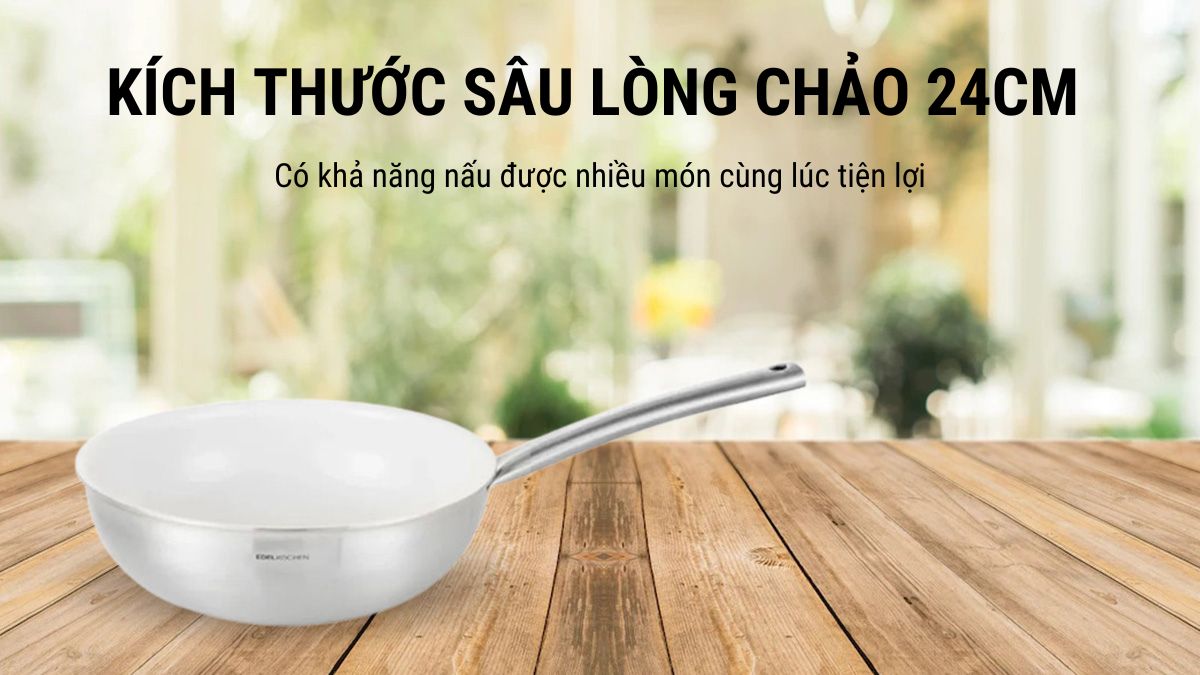 Chảo inox 3 lớp Edelkochen 24cm EC-224 sở hữu kích thước 24cm