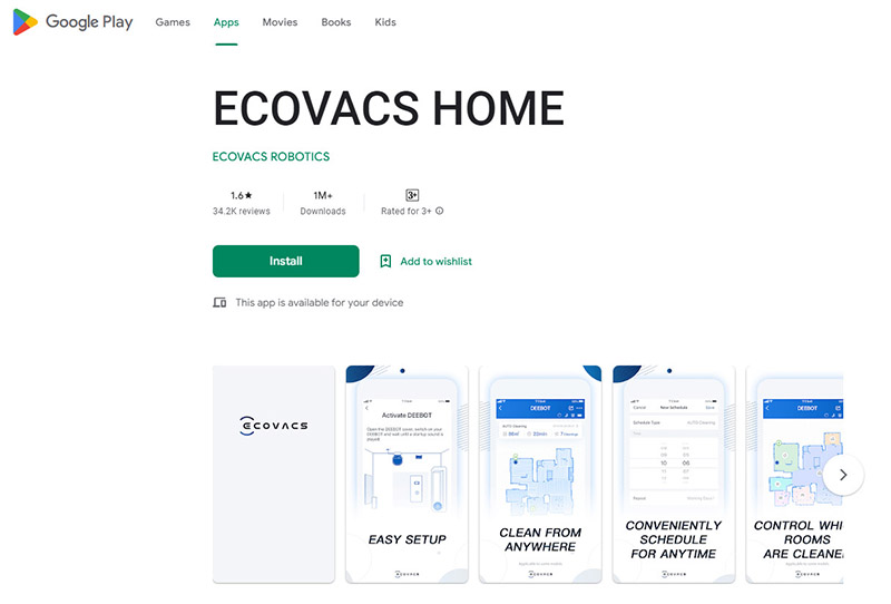 Thông tin về ứng dụng Ecovacs Home