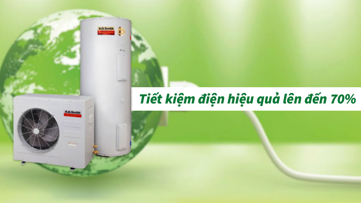 Máy nước nóng bơm nhiệt A. O. Smith HPA-80C1.5AE giúp người dùng tiết kiệm hơn 70% chi phí điện năng tiêu thụ so với các dòng máy khác