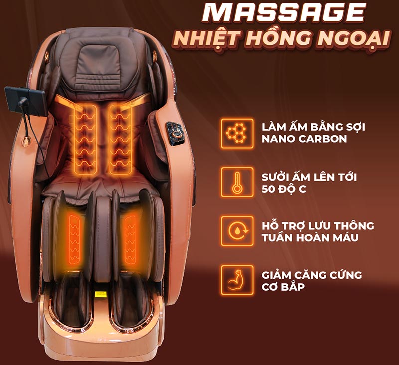 Ghế massage Fuji có tính năng massage nhiệt hồng ngoại