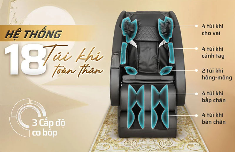 Ghế massage Fuji Luxury CZ916 có 18 túi khí toàn thân