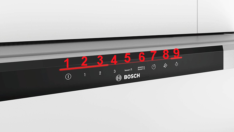 Bảng điều khiển của máy hút mùi Bosch DFS097J50BB