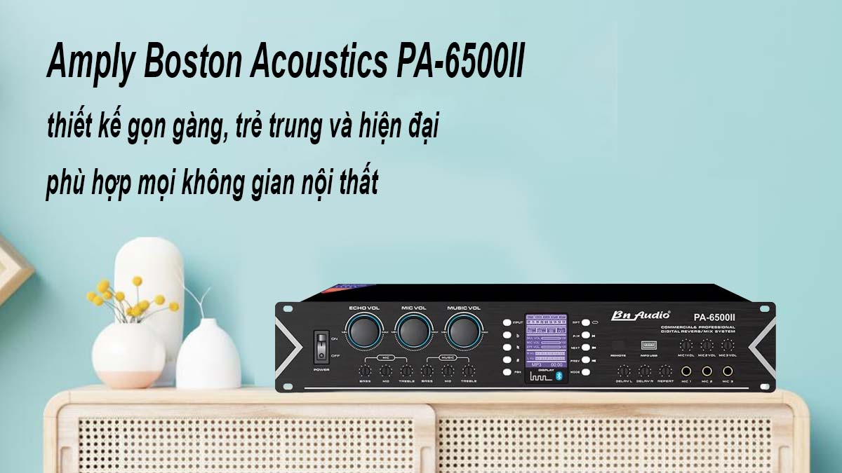 Amply Boston Acoustics PA-6500II có thiết kế nhỏ gọn, dễ dàng bố trí