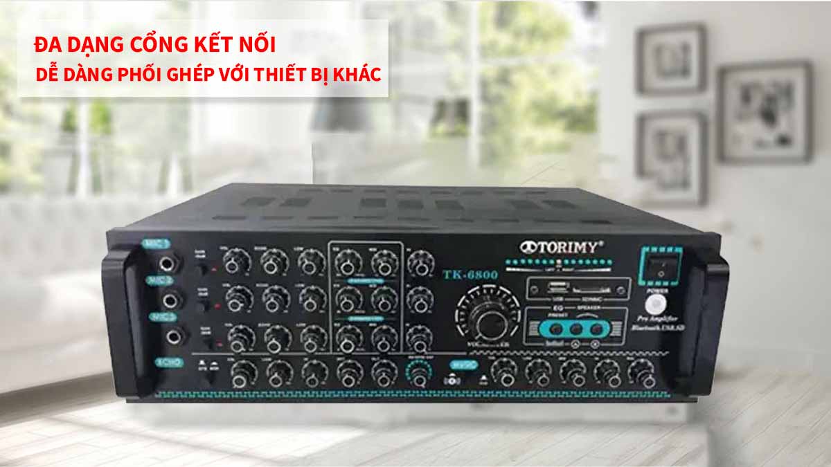 Amply Torimy TK-6800 được trang bị đa dạng kết nối, dễ dàng sử dụng