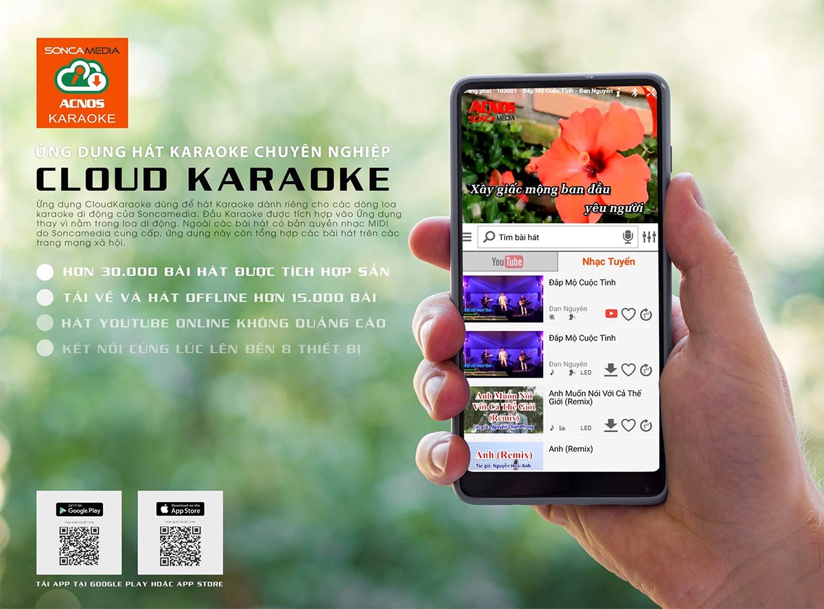 Loa karaoke xách tay Acnos hỗ trợ hát karaoke thông qua ứng dụng Cloud Karaoke