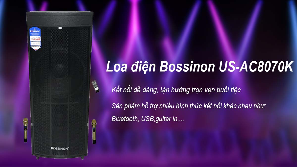 Loa điện Bossinon US-AC8070K hỗ trợ nhiều cách kết nối khác nhau