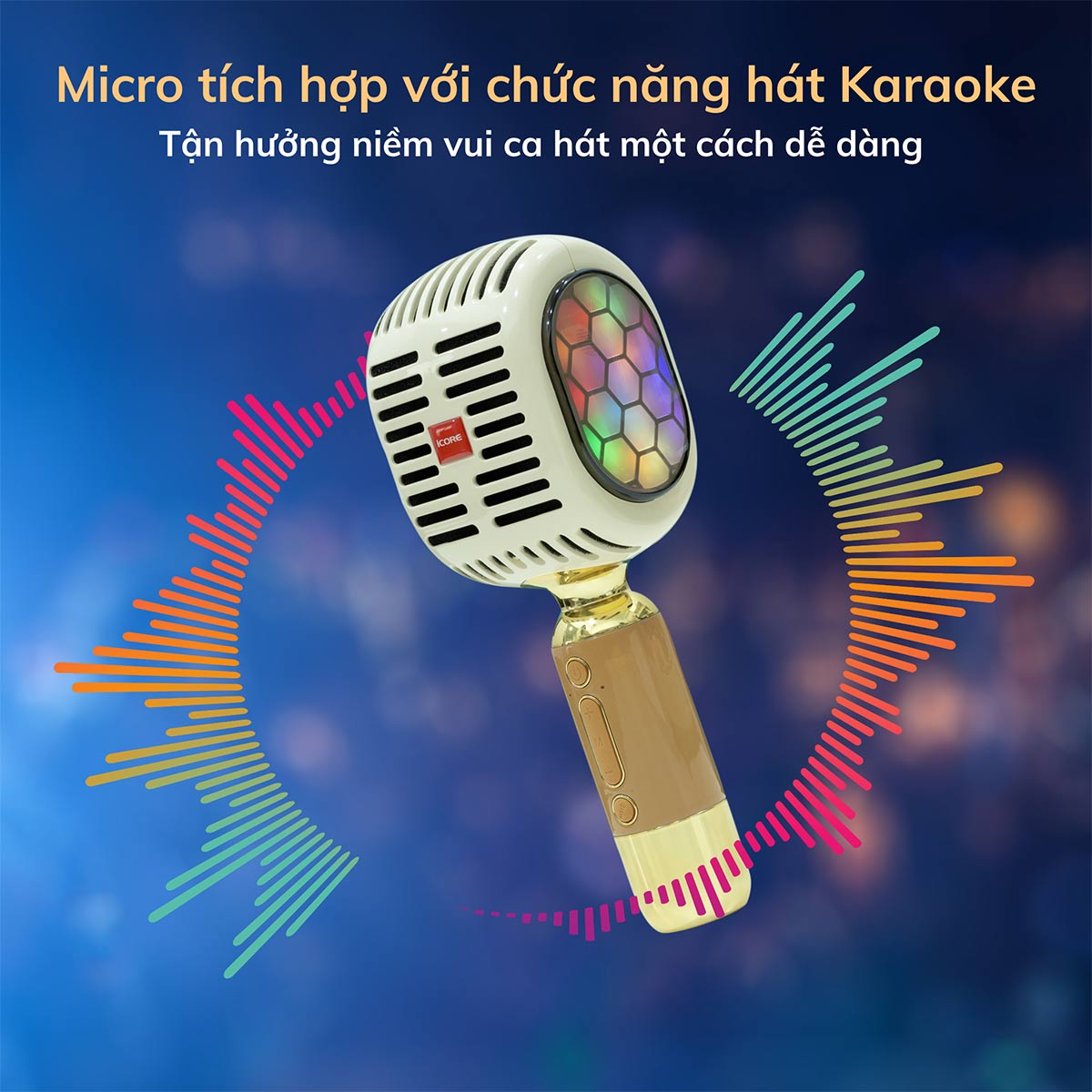 Micro tích hợp loa để nghe nhạc hoặc hát karaoke tiện lợi hơn