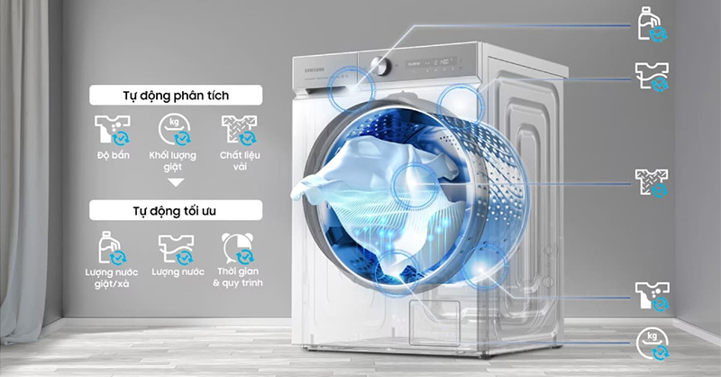 AI Wash làm sạch quần áo hiệu quả nhờ cảm biến thông minh