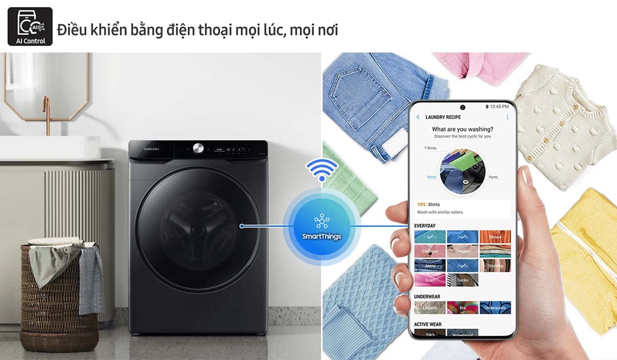 Điều khiển máy giặt bằng smartphone qua ứng dụng SmartThings
