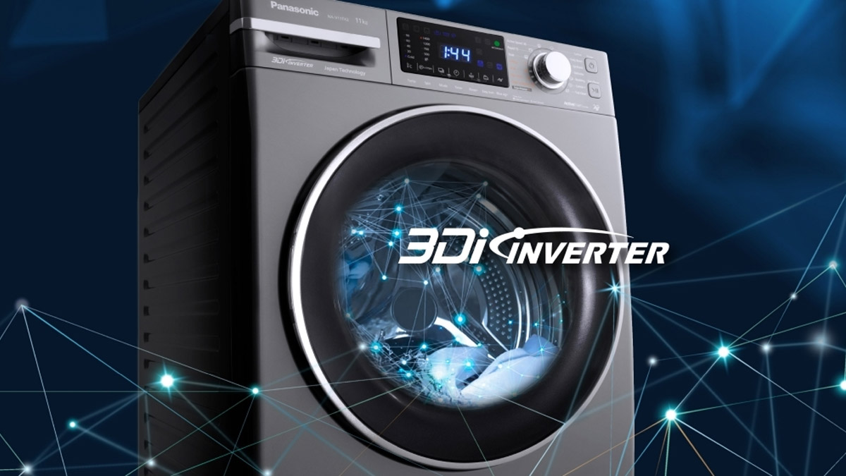Động cơ 3Di Inverter giúp máy giặt Panasonic Inverter NA-V10FX2LVT tiết kiệm điện và nước đáng kể