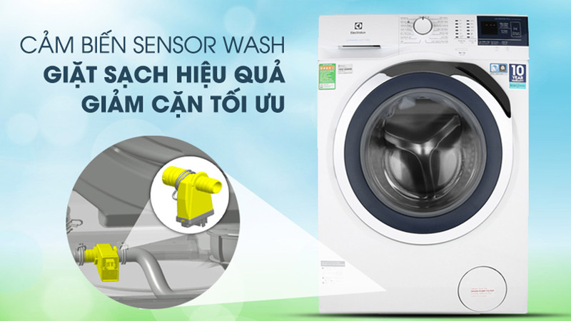 Máy giặt Electrolux Inverter EWF9024BDWA được trang bị cảm biến SensorWash giúp nâng cao quá trình giặt hiệu quả