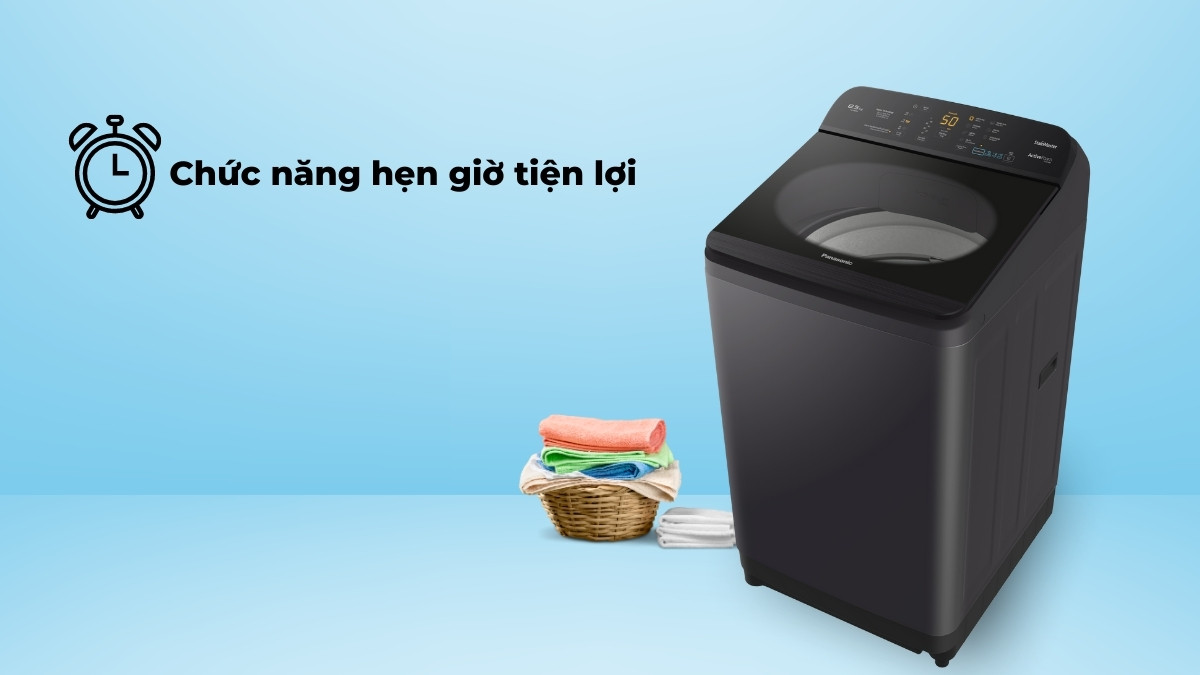 Chức năng hẹn giờ tiện lợi trên máy giặt Panasonic