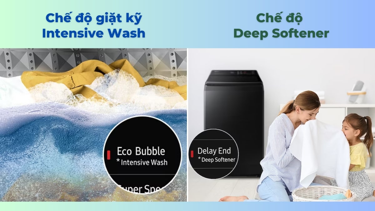 Chế độ Intensive Wash và chế độ Deep Softener
