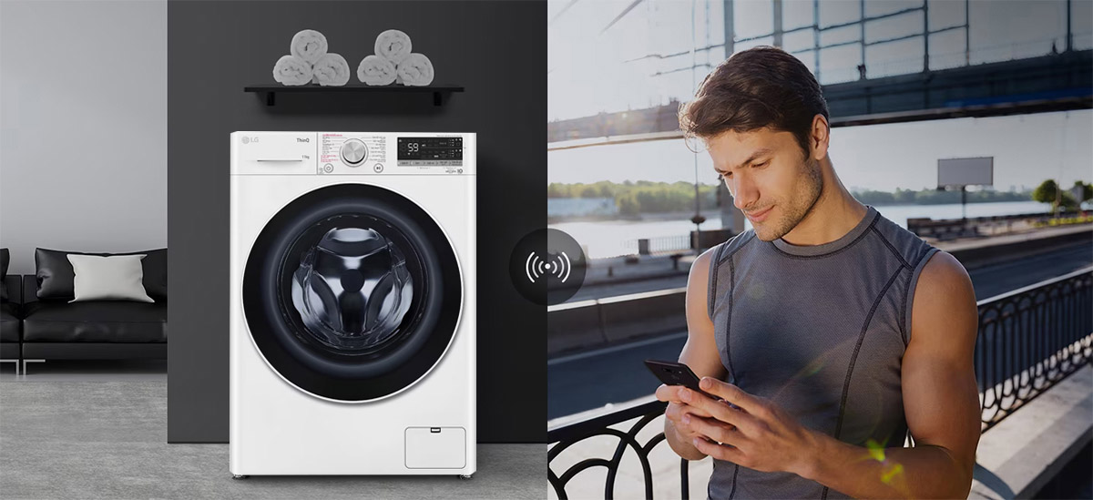 Cho phép điều khiển máy giặt từ xa qua ứng dụng LG ThinQ
