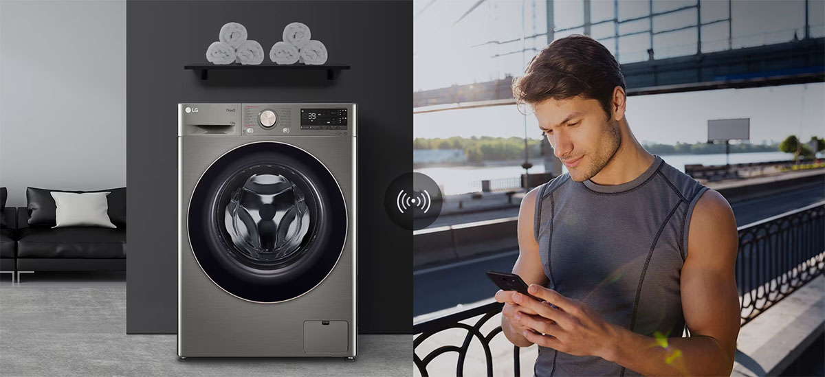 Cho phép điều khiển máy giặt từ xa qua ứng dụng LG ThinQ™