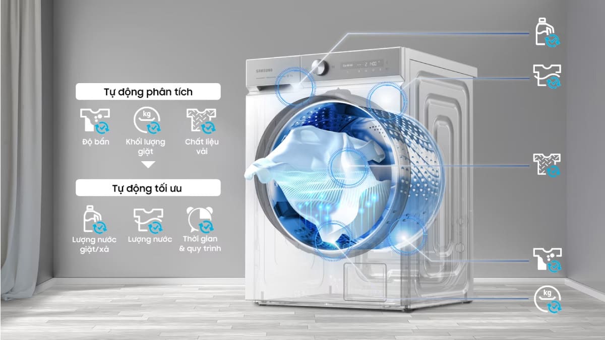 AI Wash làm sạch quần áo hiệu quả nhờ trang bị 5 cảm biến