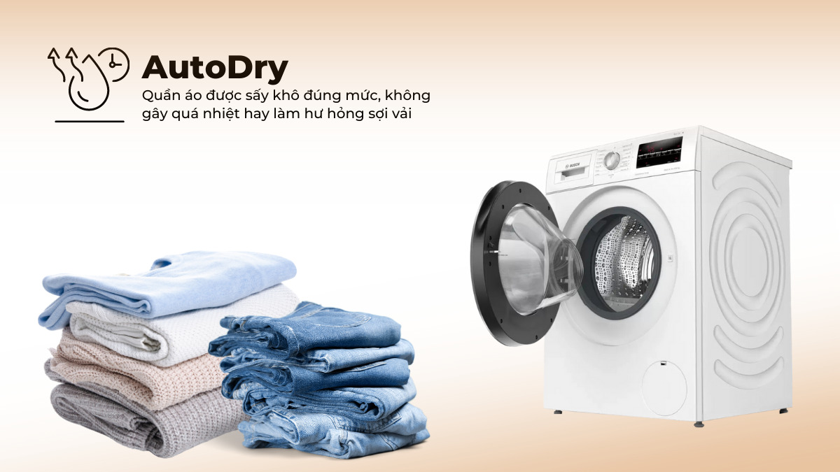 Công nghệ AutoDry làm khô quần áo đúng chuẩn