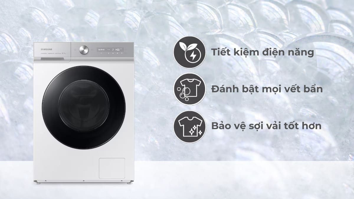 Công nghệ giặt bong bóng Eco Bubble giúp xóa tan mọi vết bẩn cứng đầu