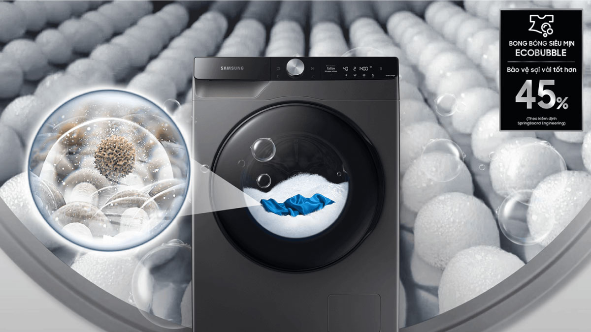 Công nghệ Eco Bubble giúp giặt sạch quần áo hiệu quả
