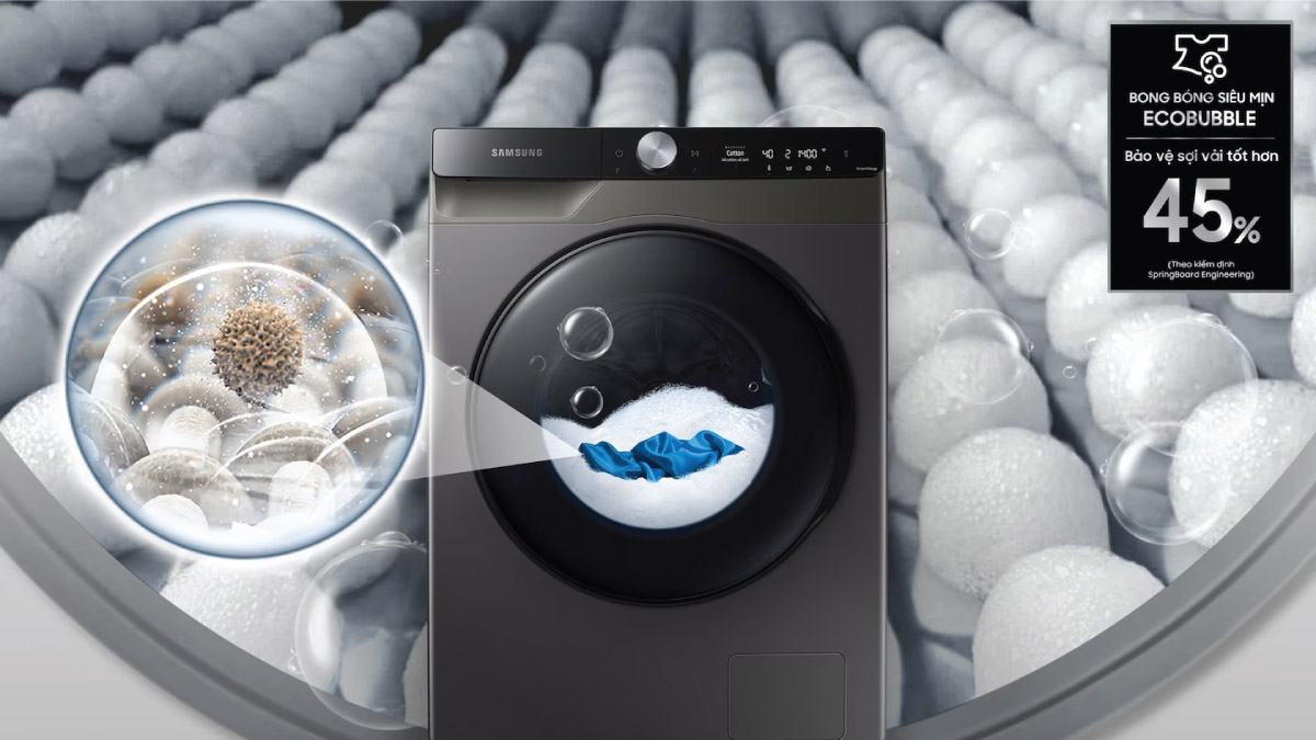 Công nghệ Eco Bubble trên máy giặt Samsung Inverter 9.5 Kg WW95TA046AX/SV