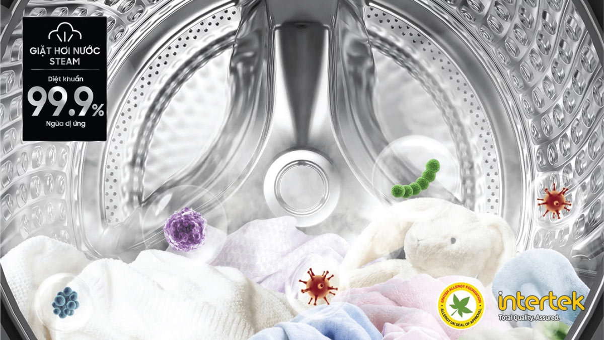 Công nghệ giặt hơi nước Hygiene Steam trên máy giặt Samsung Inverter 9.5 Kg WW95TA046AX/SV