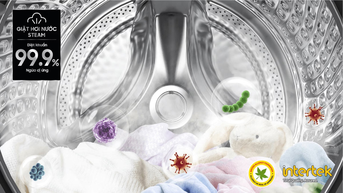 Chế độ giặt hơi nước giúp diệt khuẩn quần áo hiệu quả