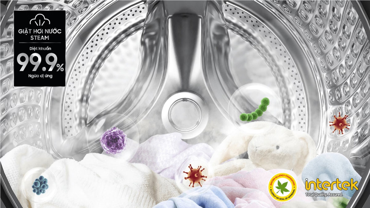 Công nghệ giặt hơi nước Hygiene Steam giúp diệt khuẩn, khử mùi quần áo