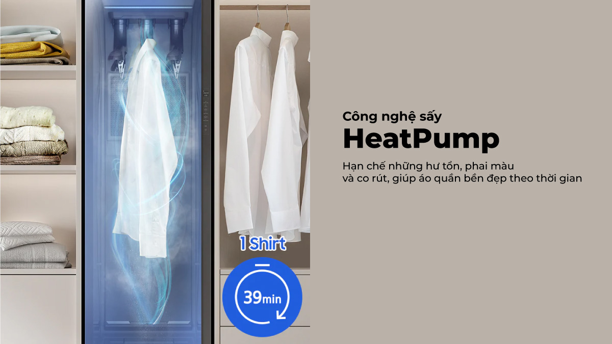 Công nghệ sấy HeatPump bảo vệ quần áo khỏi tác động nhiệt