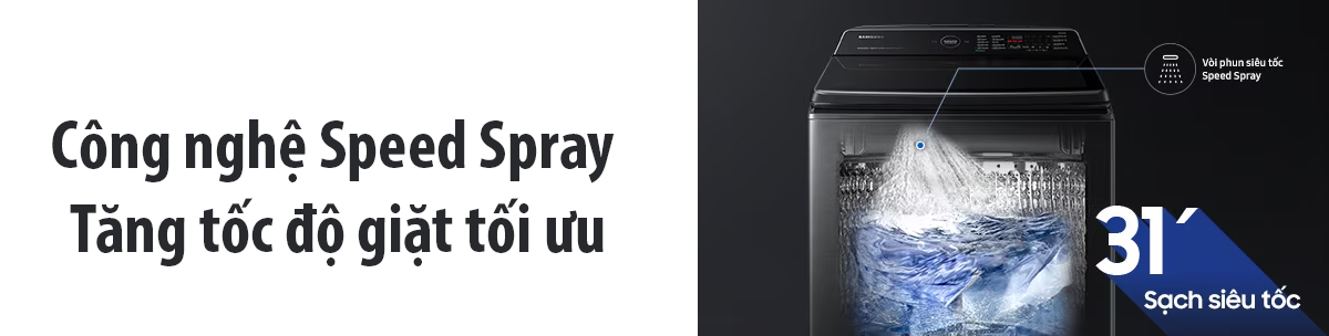 Công nghệ Speed Spray tăng tốc độ giặt tối ưu
