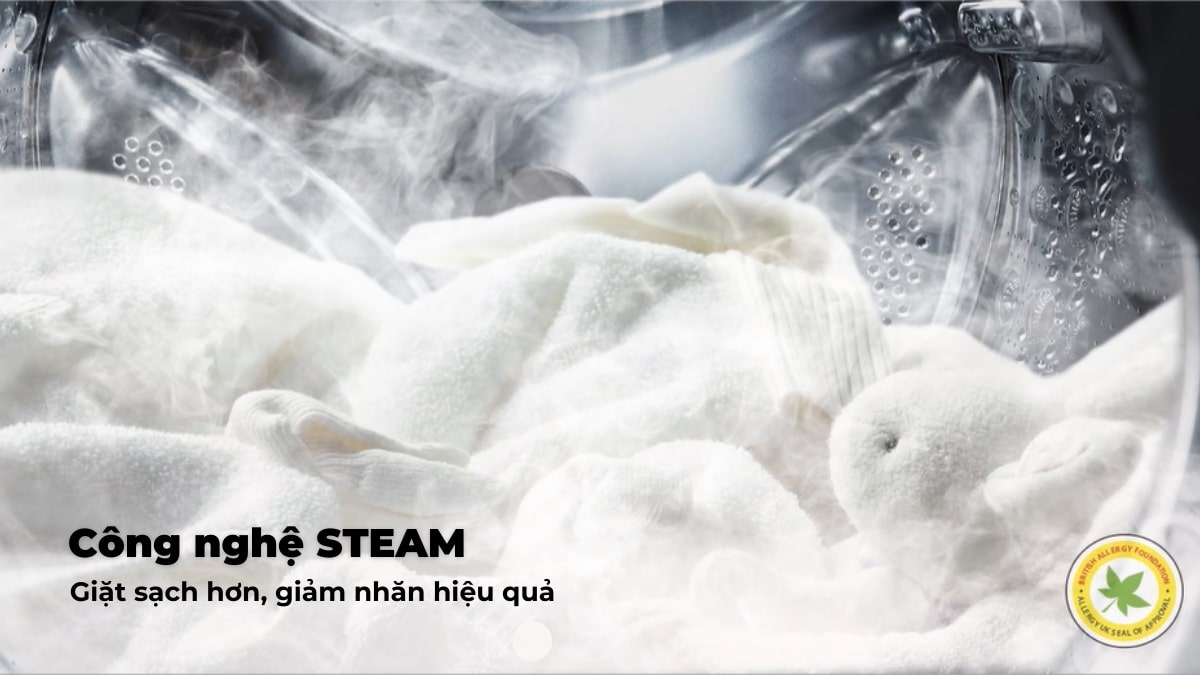 Công nghệ Steam giúp giặt sạch quần áo, giảm nhăn hiệu quả