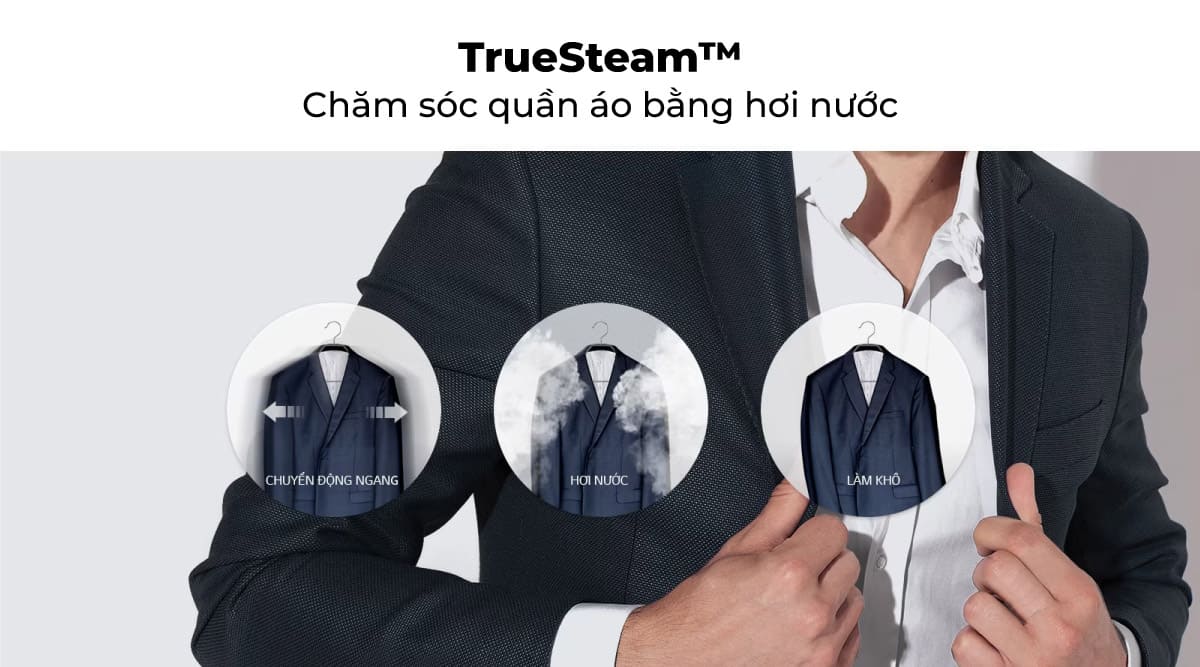 Công nghệ TrueSteam™ giúp làm sạch quần áo hiệu quả