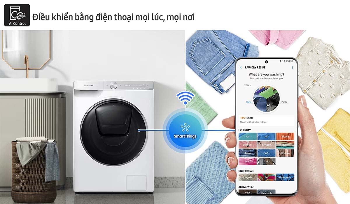 Điều khiển máy giặt bằng smartphone qua ứng dụng SmartThings