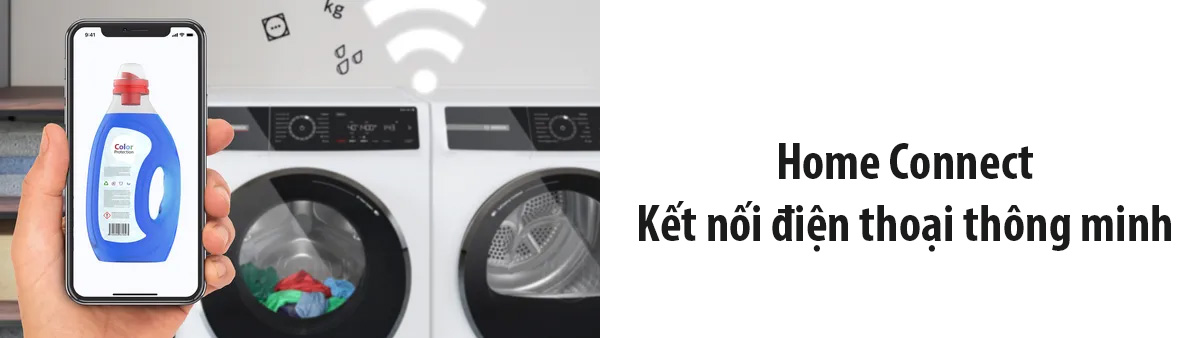 Home Connect kết nối với điện thoại thông minh để điều khiển máy giặt Bosch