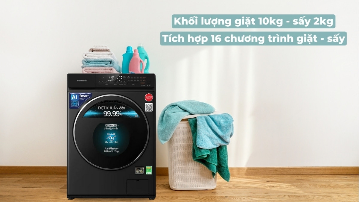 Khối lượng giặt sấy của Máy Giặt Sấy Panasonic Inverter 10/2 Kg NA-V10FR1BVT