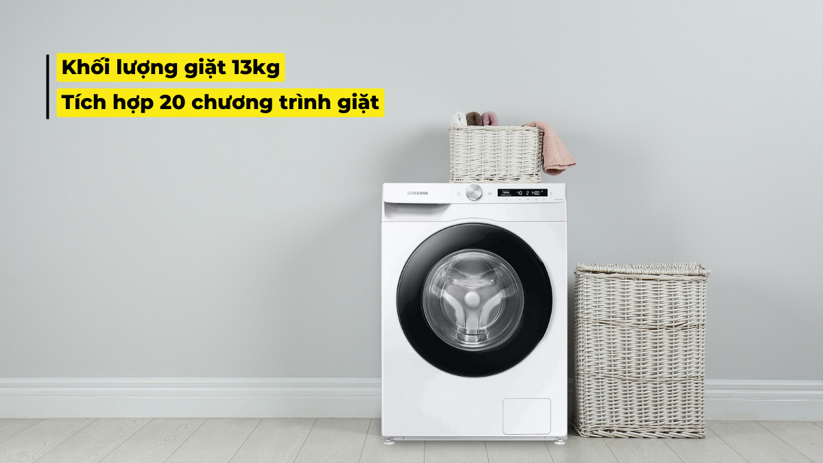 Máy có khối lượng giặt lớn, tích hợp sẵn đa dạng chương trình giặt