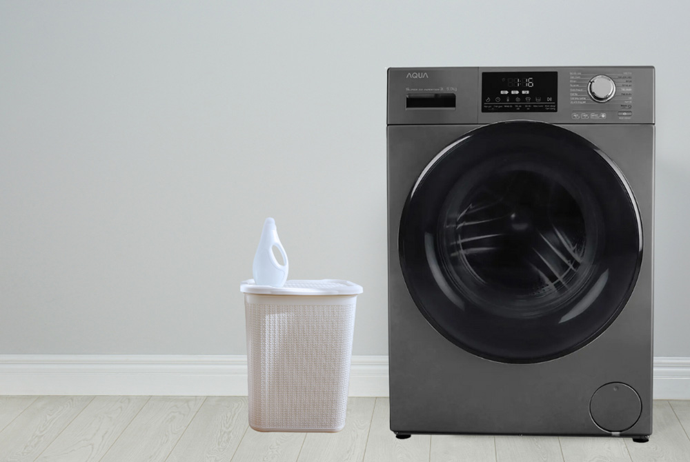 Máy giặt Aqua Inverter 9kg với thiết kế hiện đại, là điểm nhấn nổi bật cho ngôi nhà bạn