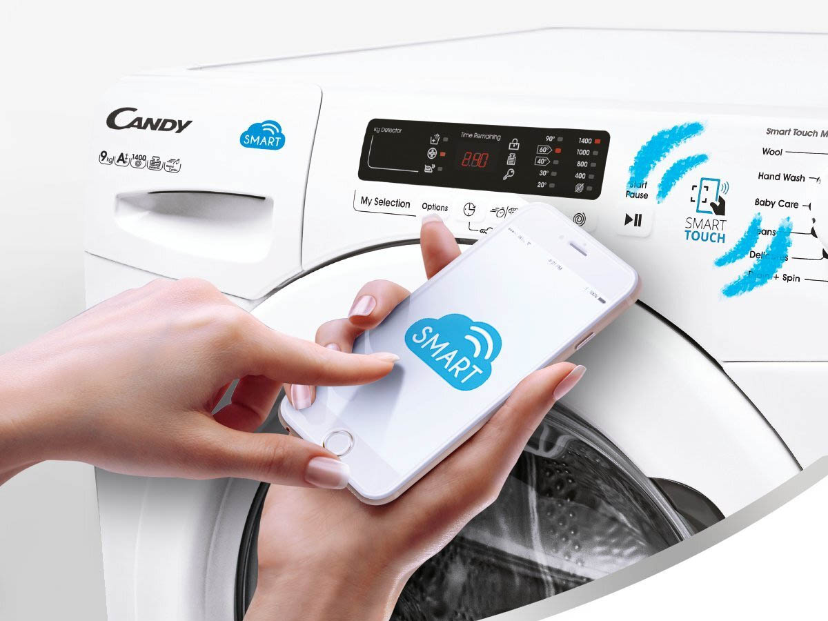 Máy giặt Candy có thể kết nối với các thiết bị thông minh hoặc smartphone