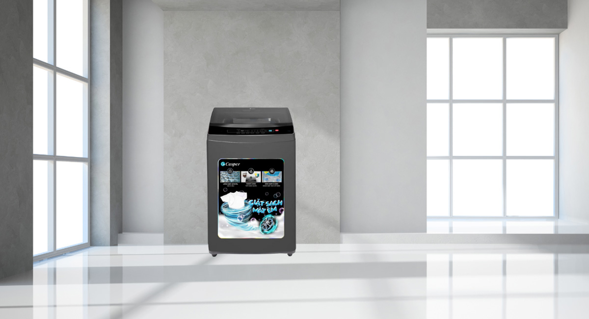 Máy giặt Casper lồng đứng với thiết kế hiện đại, dễ sử dụng