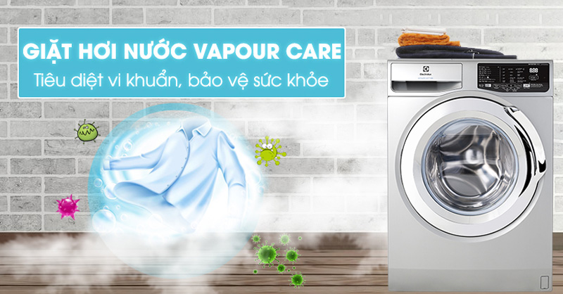 Giặt hơi nước VapourCare diệt khuẩn hiệu quả lên đến 99.9%