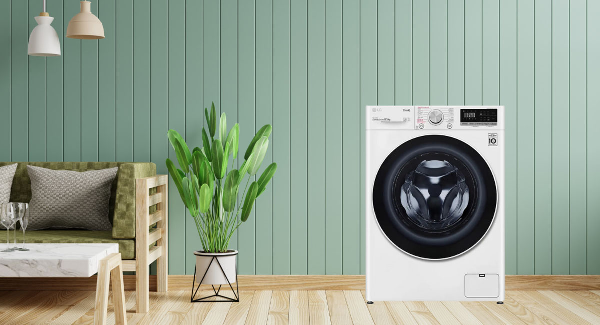 Máy giặt LG cửa trước với thiết kế hiện đại, dễ dàng phù hợp với mọi gia đình