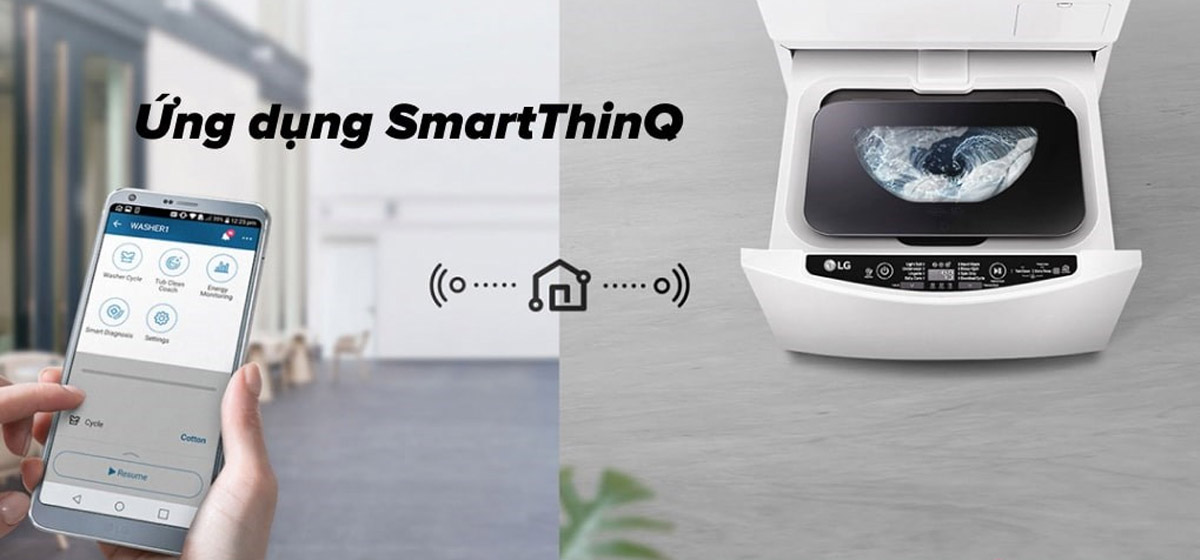 Điều khiển máy giặt LG Mini thông qua ứng dụng SmartThinQ