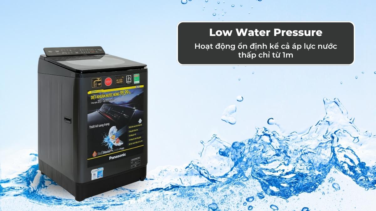 Máy giặt Panasonic hoạt động tốt khi áp lực nước thấp chỉ từ 1m
