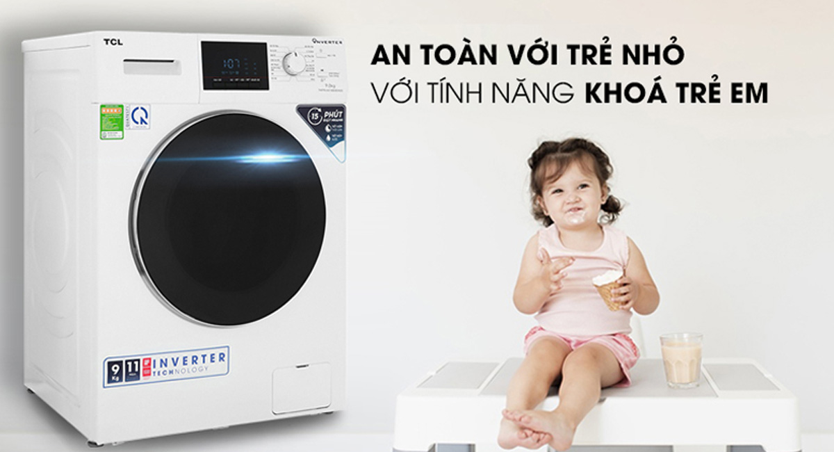 Máy giặt TCL an toàn với khóa trẻ em