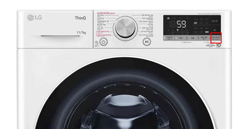 Nút thêm đồ giặt trên máy giặt sấy LG