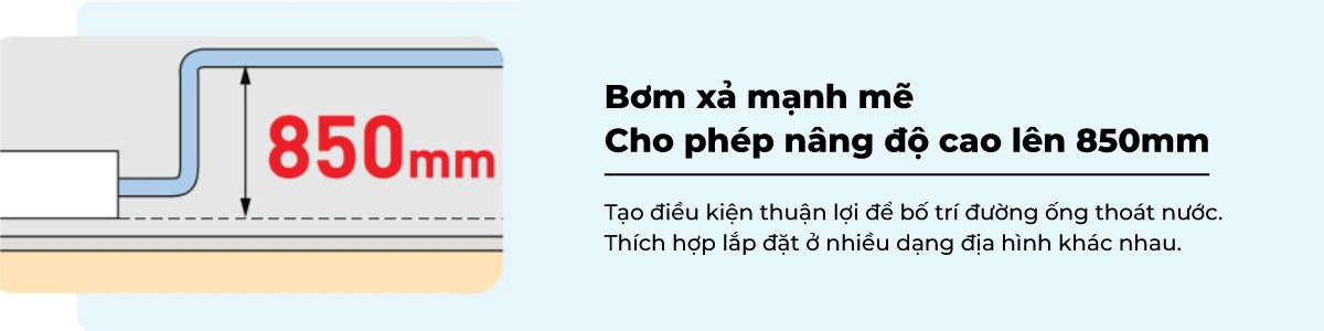 Trang bị bơm xả mạnh mẽ