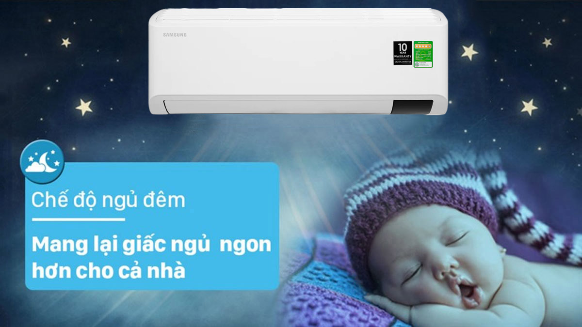 Chế độ ngủ đêm của máy lạnh Samsung 1.5 Hp AR13TYHYCWKNSV