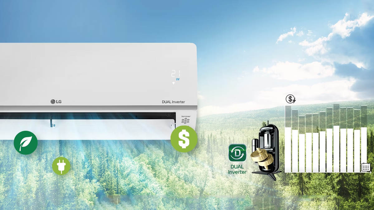 Công nghệ DUAL Inverter của máy lạnh LG Inverter 1 Hp V10APH1