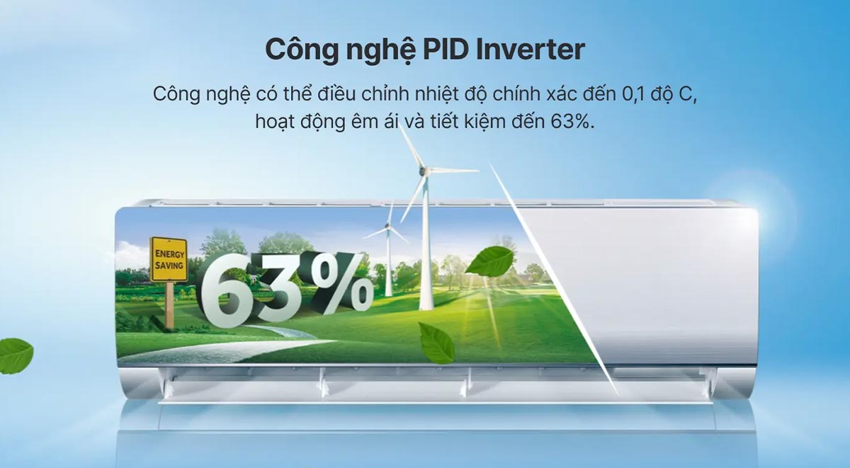 Công nghệ Inverter giúp máy lạnh Aqua tiết kiệm điện lên đến 63%